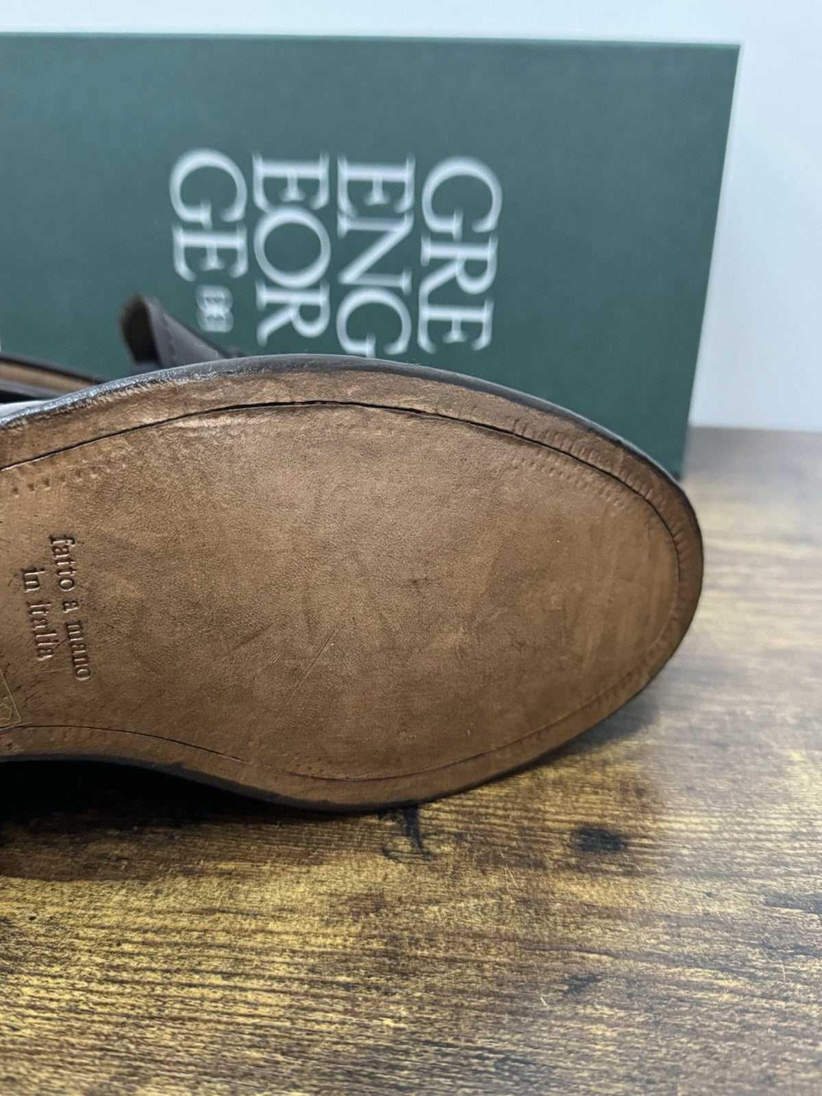 Green George Mocassino College Pelle Brown Fondo CuoioHandmade In Italy Uomo 39