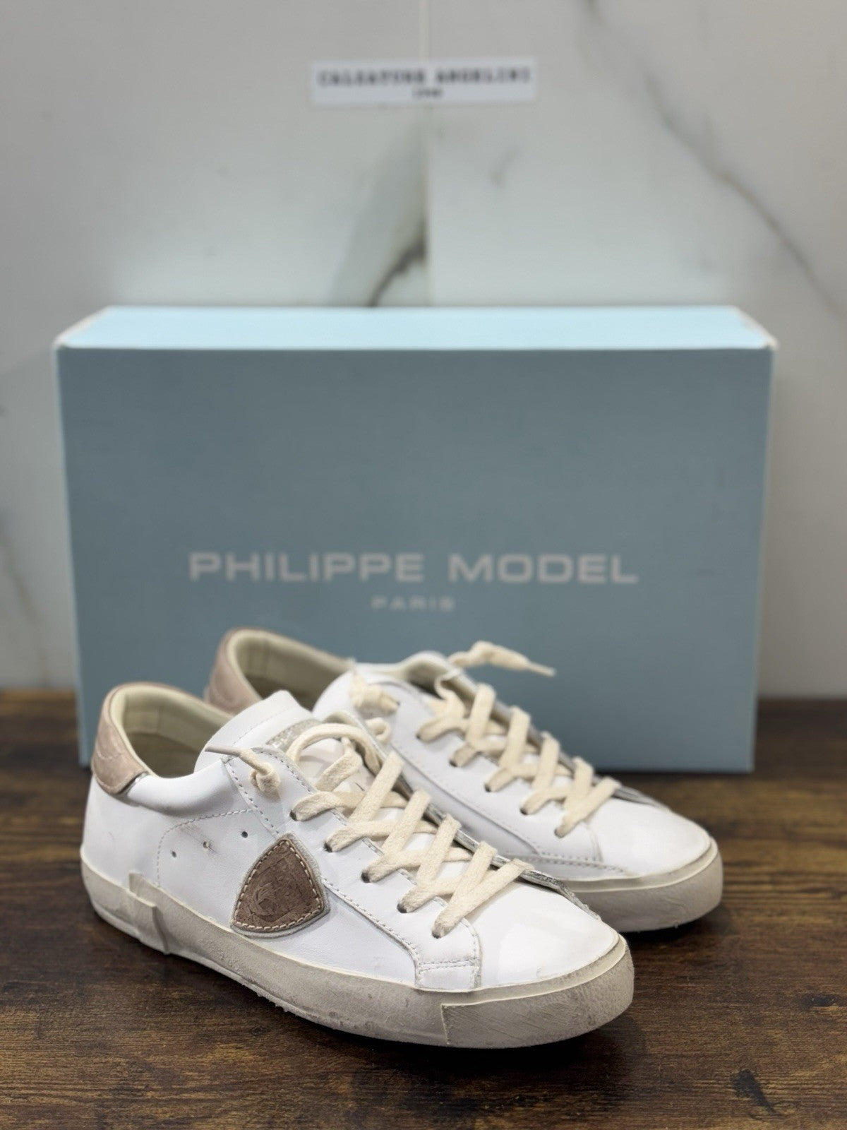 Philippe Model Paris Low Top  Sneaker Pelle Bianca   Donna 36