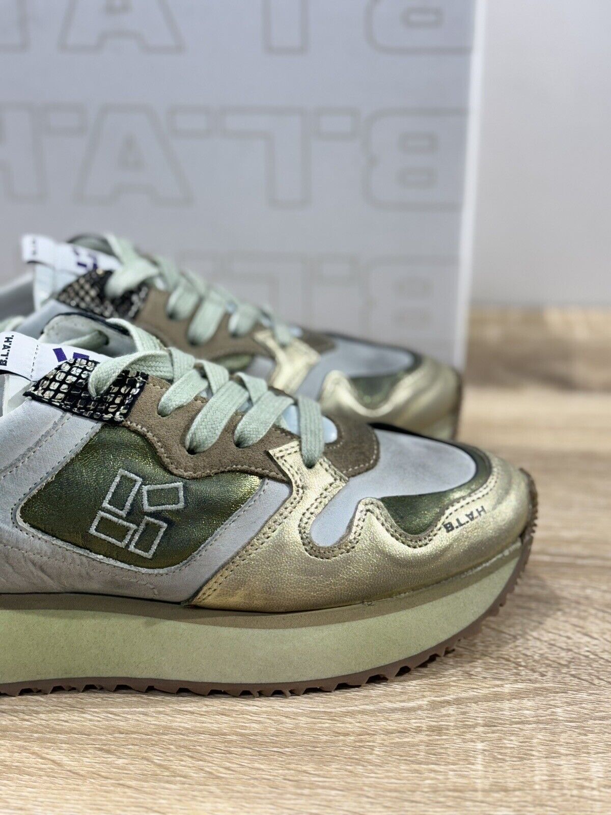 B.L.A.H Sneaker Donna Casual Pelle Verde Modello Luisa 40