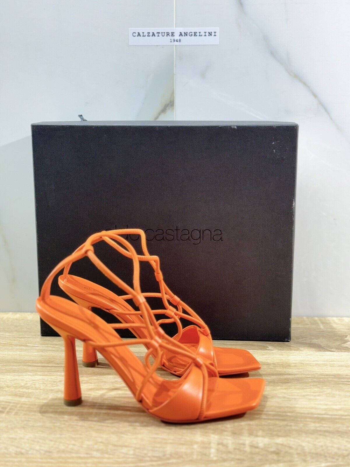 Aldo Castagna Sandalo Donna alba In Pelle Arancio ’ Con Tacco Luxury Sandal 38