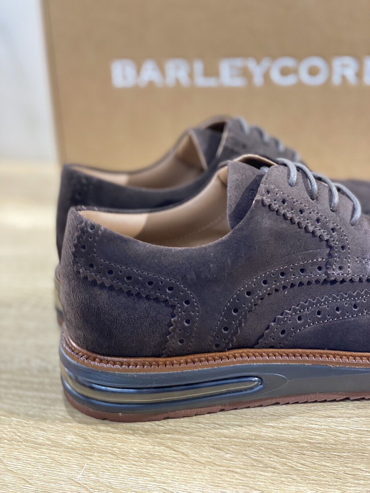 Barleycorn Air Brogue Uomo Pelle Suede Brown Extralight Casual Men Shoes 39.5