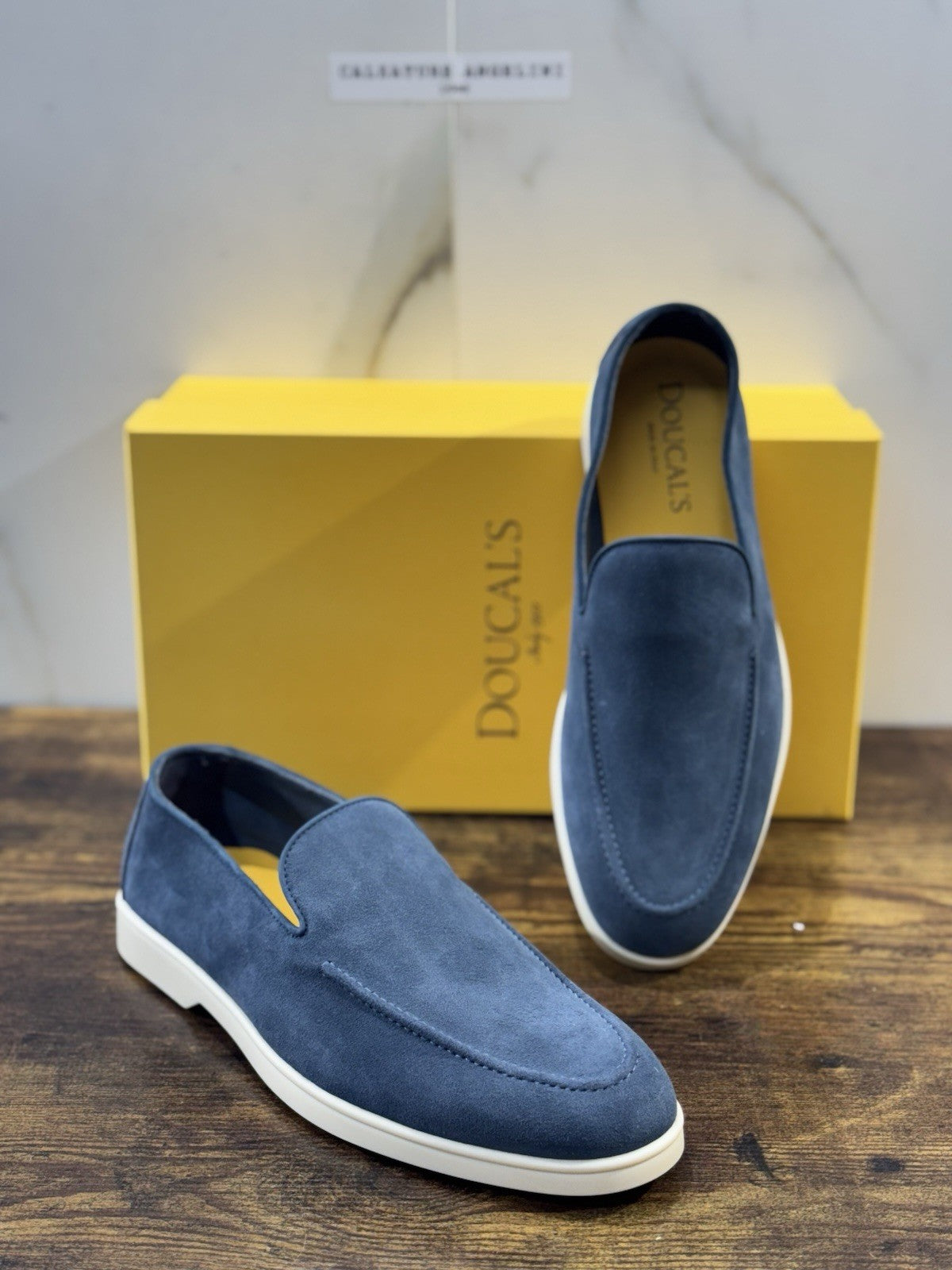 Doucal’s Mocassino Summer Walk Suede Avio  Luxury Doucal’s Scarpa Uomo 40