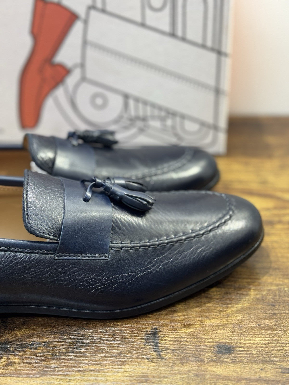 Il Mocassino Pelle Blu Nappine  Casual Scarpa Uomo Fatta A Mano 42