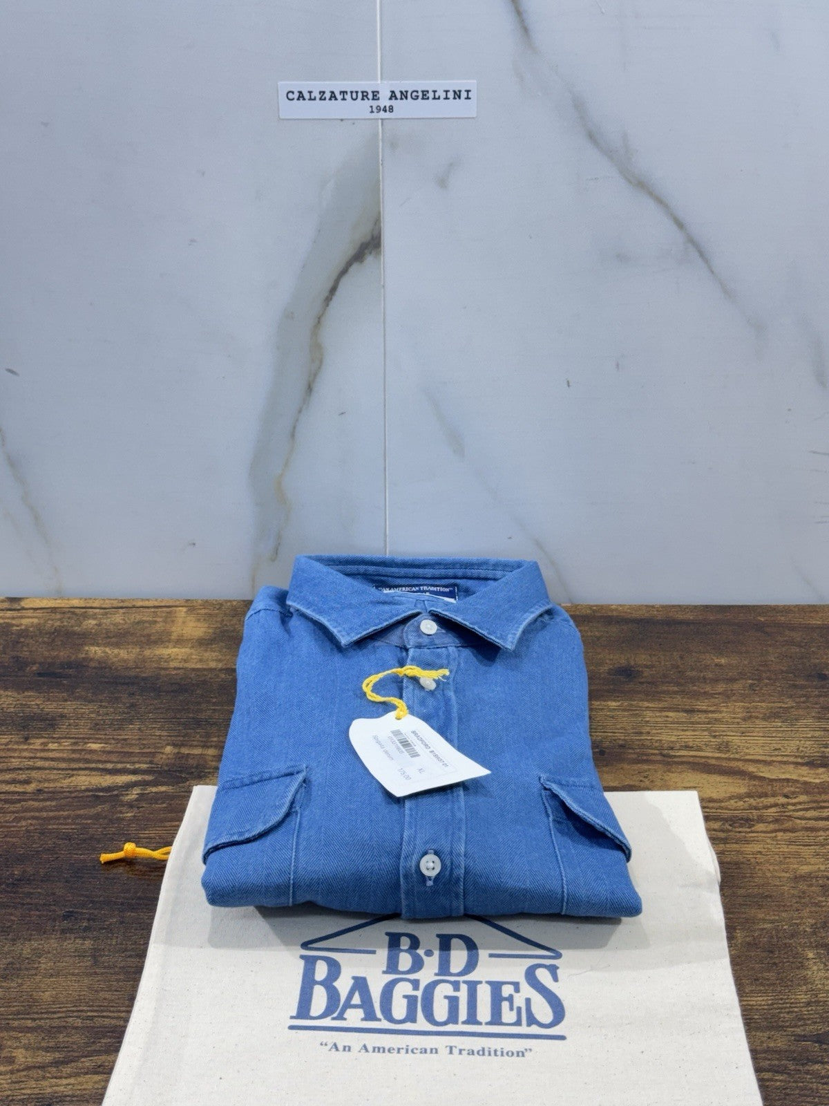 B.D BAGGIES CAMICIA BRADFORD  SPIGATA IN DENIM BLU AMERICAN ICON UOMO XL