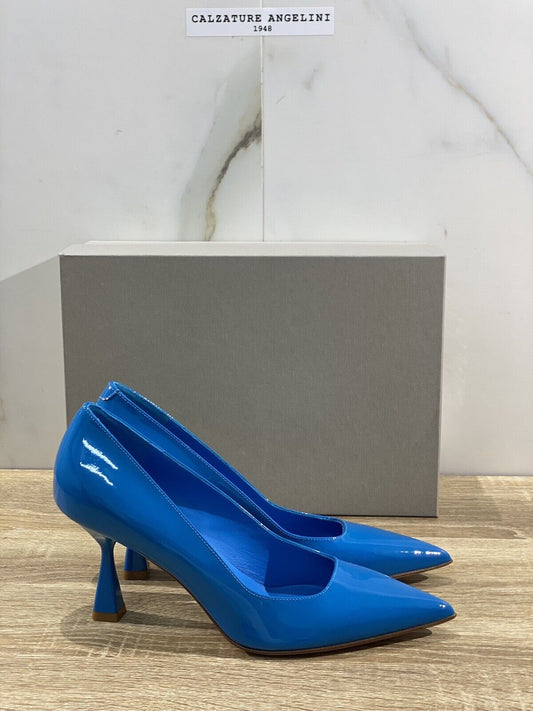 Sergio Levantesi  Decollete Donna Julia Pelle Azzurro  Luxury Woman Shoes 37