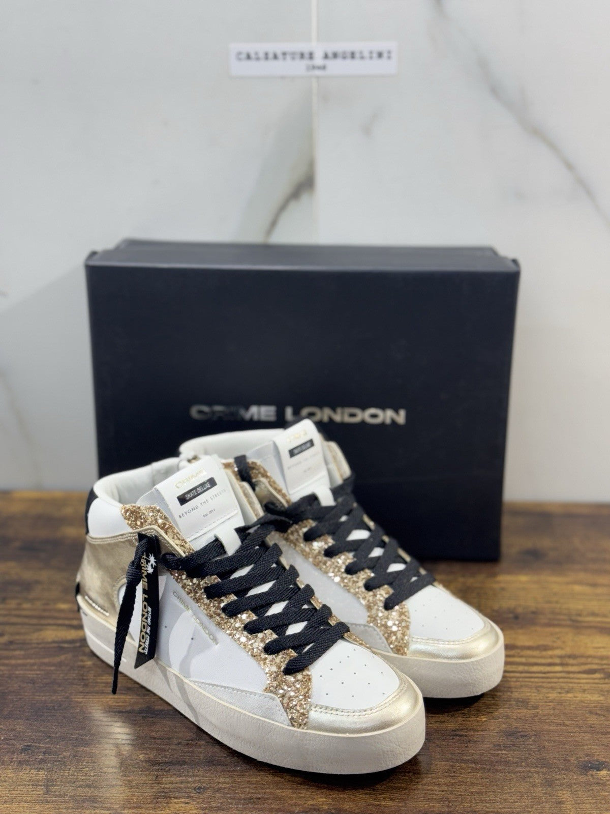 Crime London Sneaker Sk8 Deluxe Mid  Pelle Bianca Donna 36