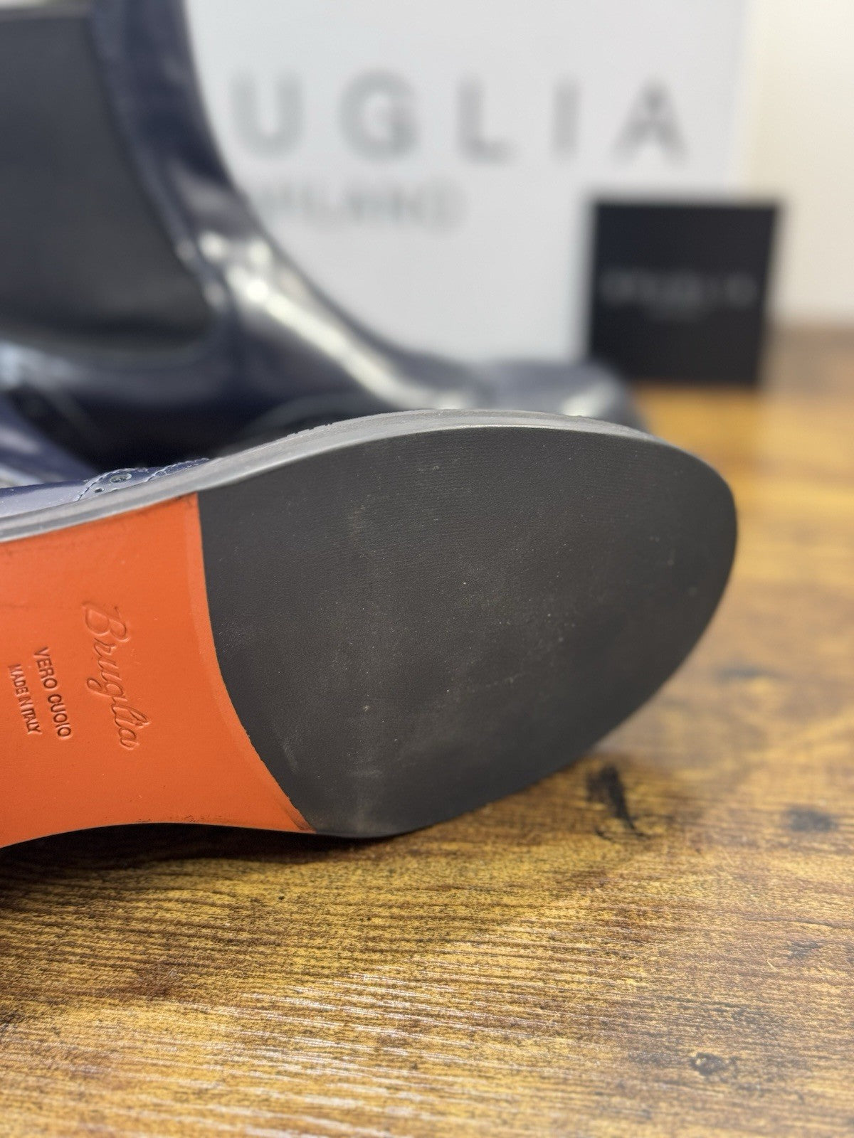 Bruglia Milano Chelsea Boot Blu Pelle  Top Quality Scarpe Donna 39