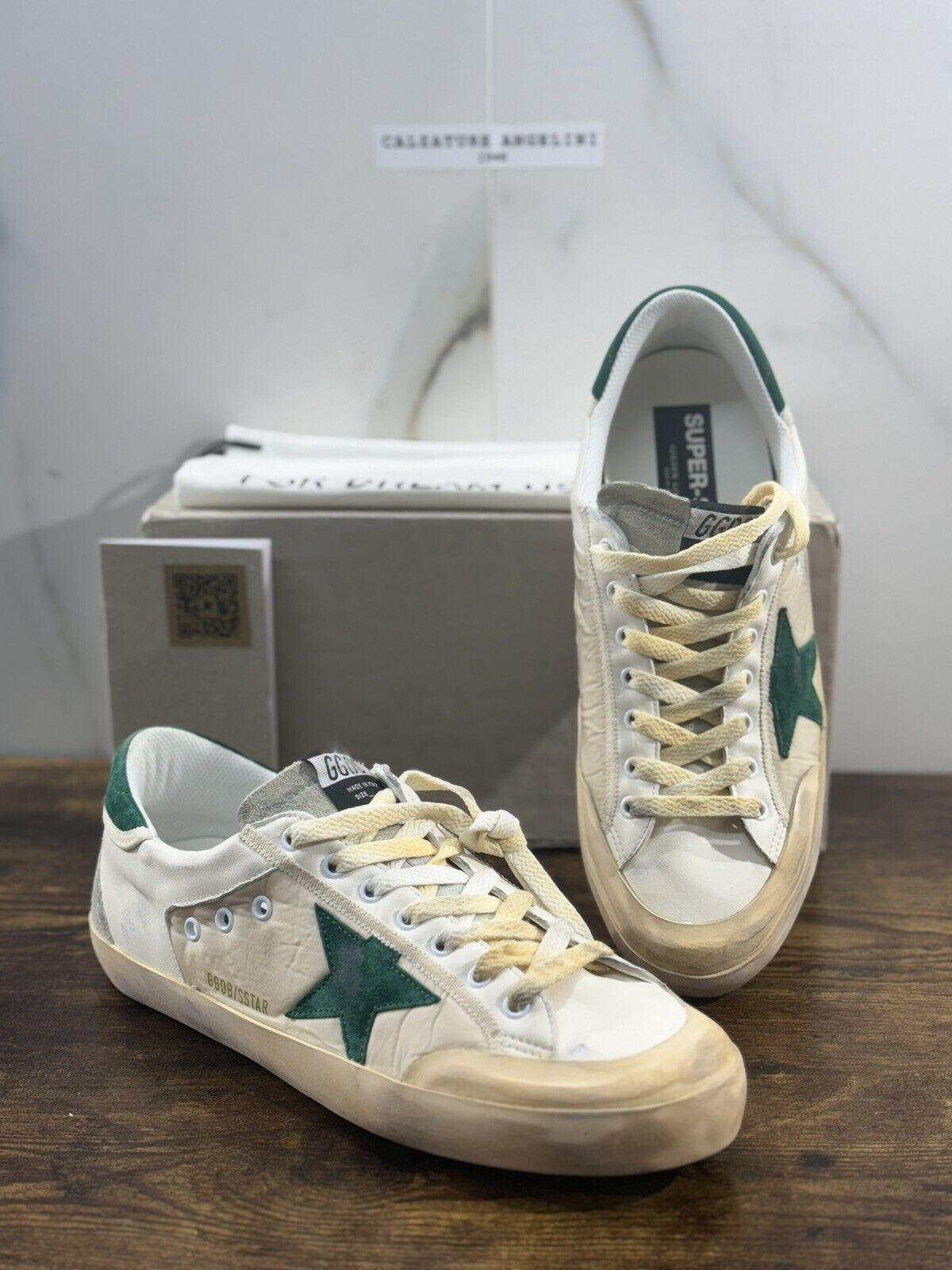 Golden Goose Sneaker Uomo Super Star Penstar Verde Bianca Luxury Men Sneaker 44