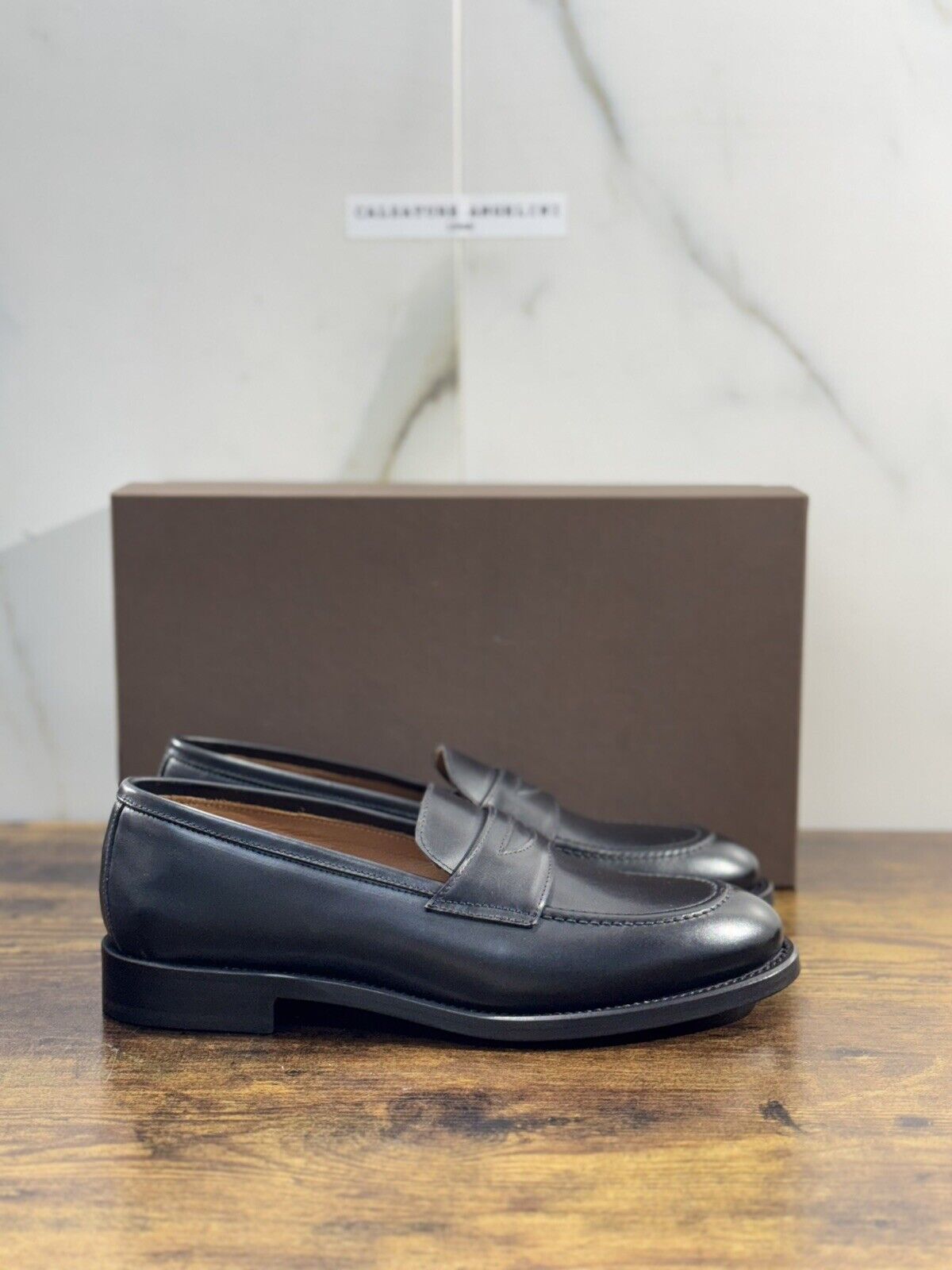 Brugnoli Mocassino Uomo Pelle Nera  Lavorazione Blake Made In Italy 40