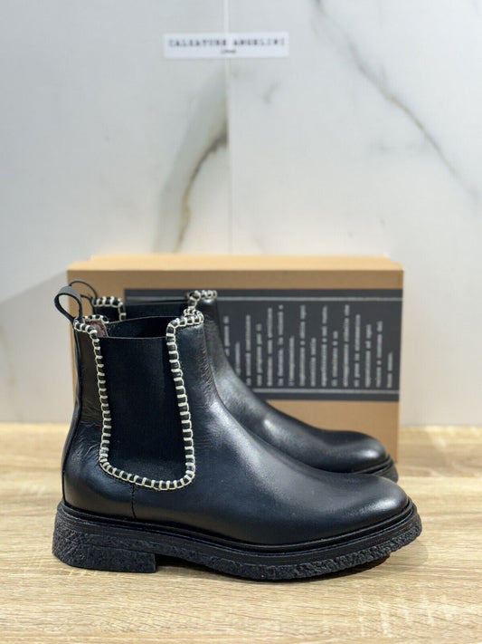 Le Bohemien Stivaletto   Donna Pelle Nero Casual Handmade Woman Chelsea Boot 38