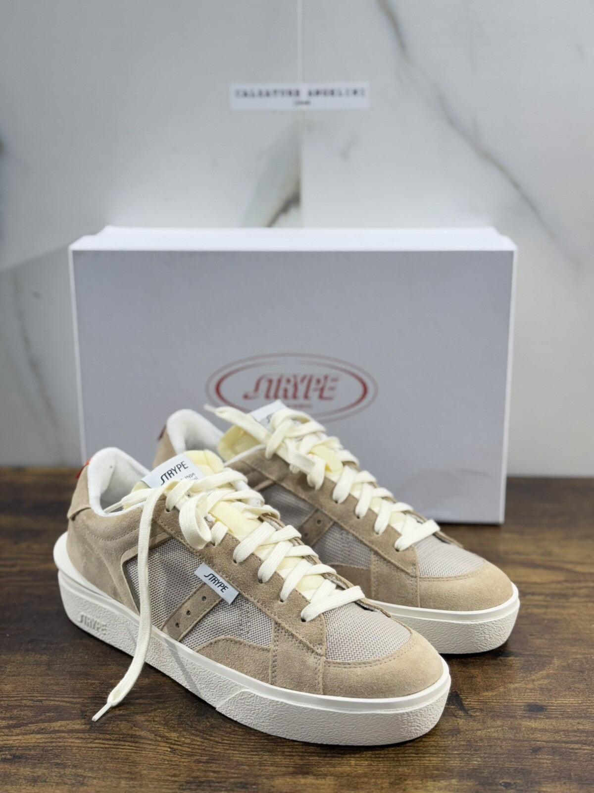 Strype Sneaker Uomo Low Top Suede Beige Casual Men Shoes 44