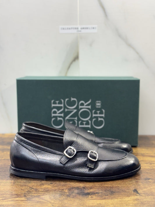 Green George Mocassino Doppia Fibbia Pelle  Cervo Nero Uomo 42.5