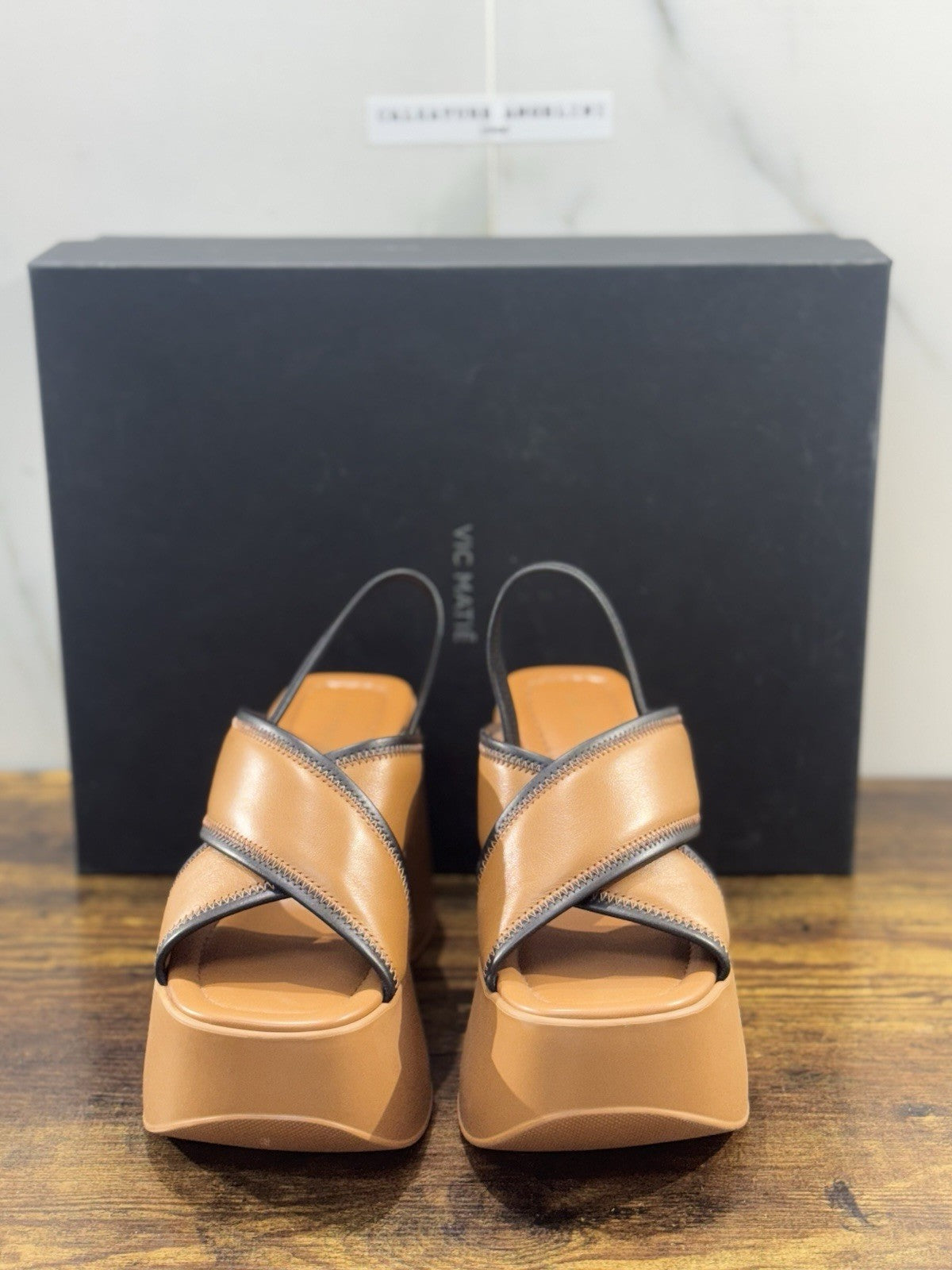 Vic Matie’ Sandalo Donna Travel Zeppa Pelle Cuoio Extra Light 38