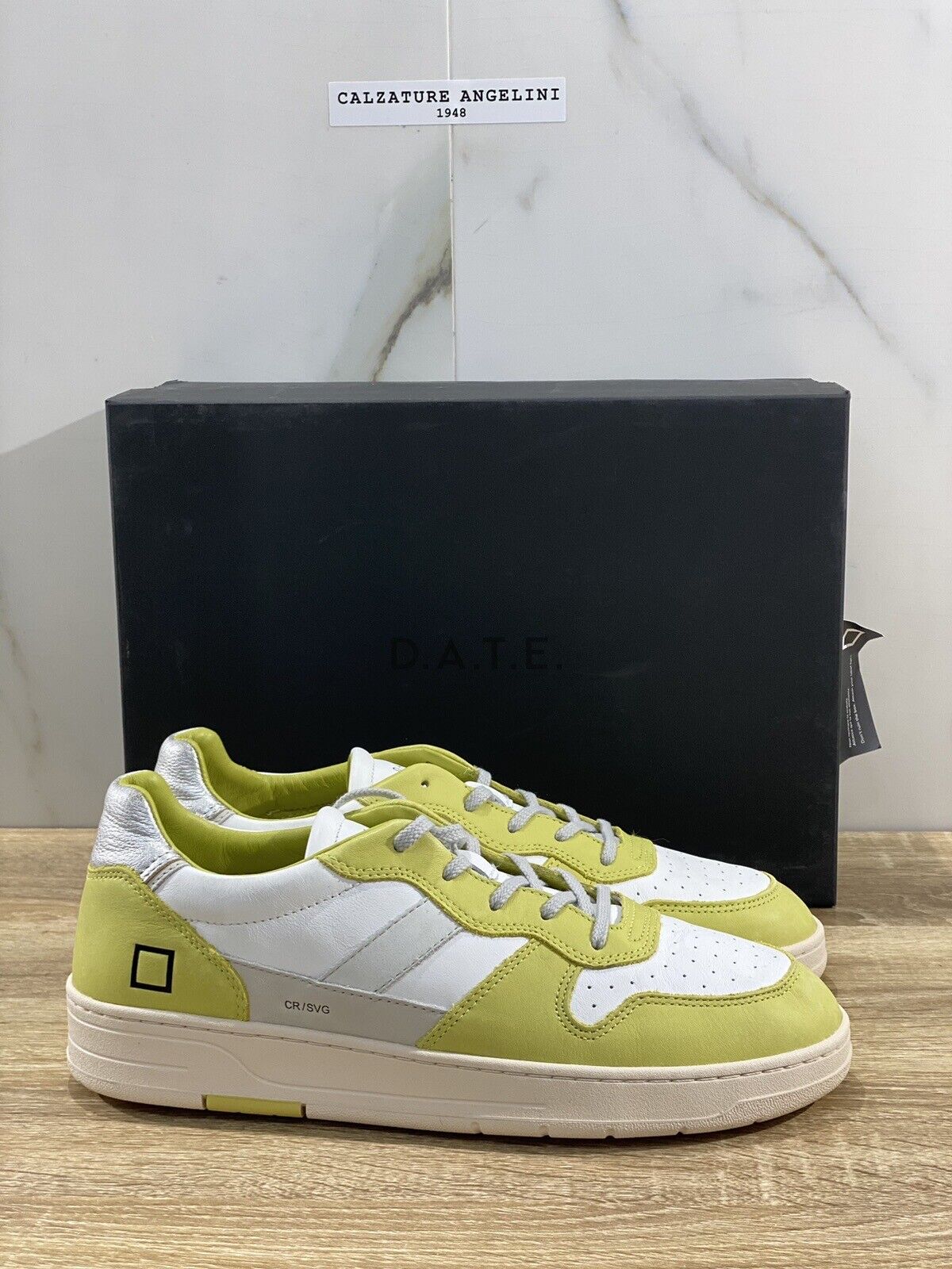 D.A.T.E Court Uomo  sneaker Pelle White Yellow Casual Shoes 45