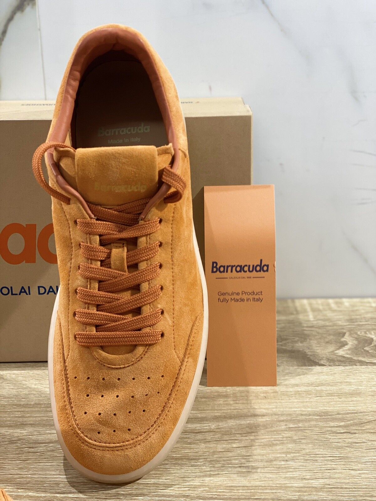 Barracuda Sneaker Uomo Camoscione Vintage Fully Made In Italy Orange 45