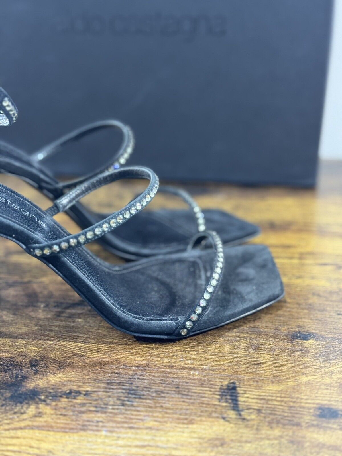 Aldo Castagna Sandalo Donna Demet  Pelle Suede Nero Luxury Woman Sandal 40