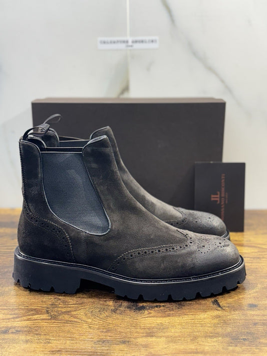 Rossano Bisconti Chelsea Boot Uomo Suede T Moro Fully Made In Italy 43.5