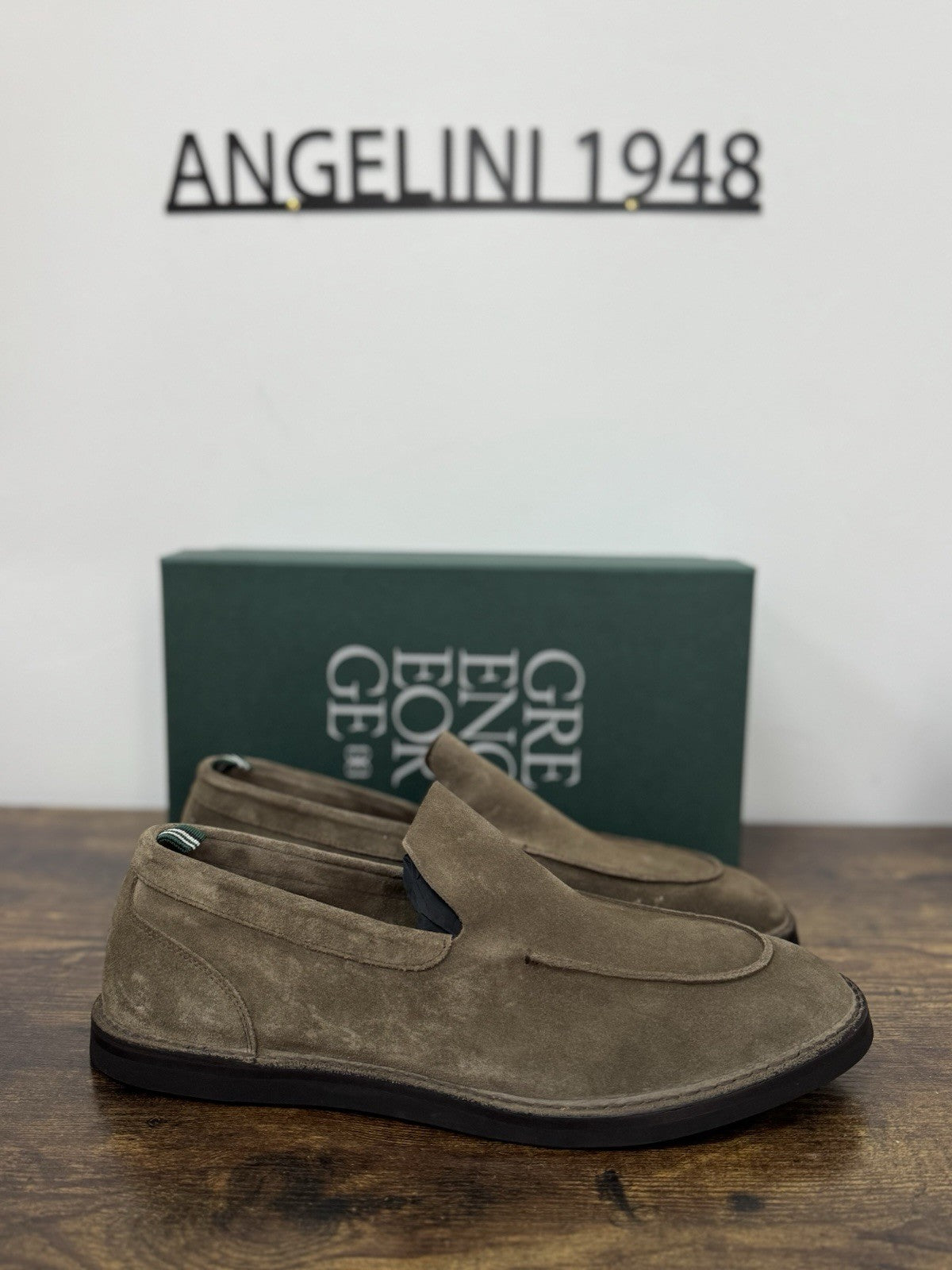 Green George Mocassino Summer Walk  Suede Tortora  Handmade In Italy Uomo 40