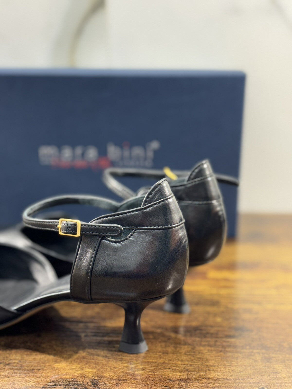 Mara Bini Sling Back Donna Pelle Nera  Luxury Woman Shoes 40