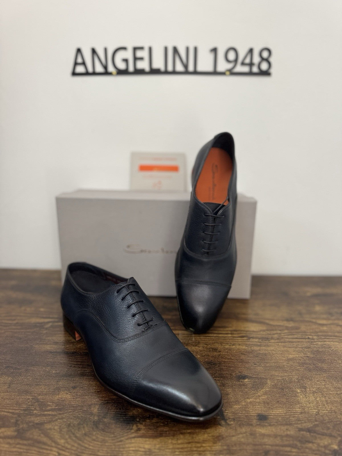 Santoni Stringata In Pelle Di Cervo  Blu Goodyear Luxury Scarpa Santoni Uomo 44