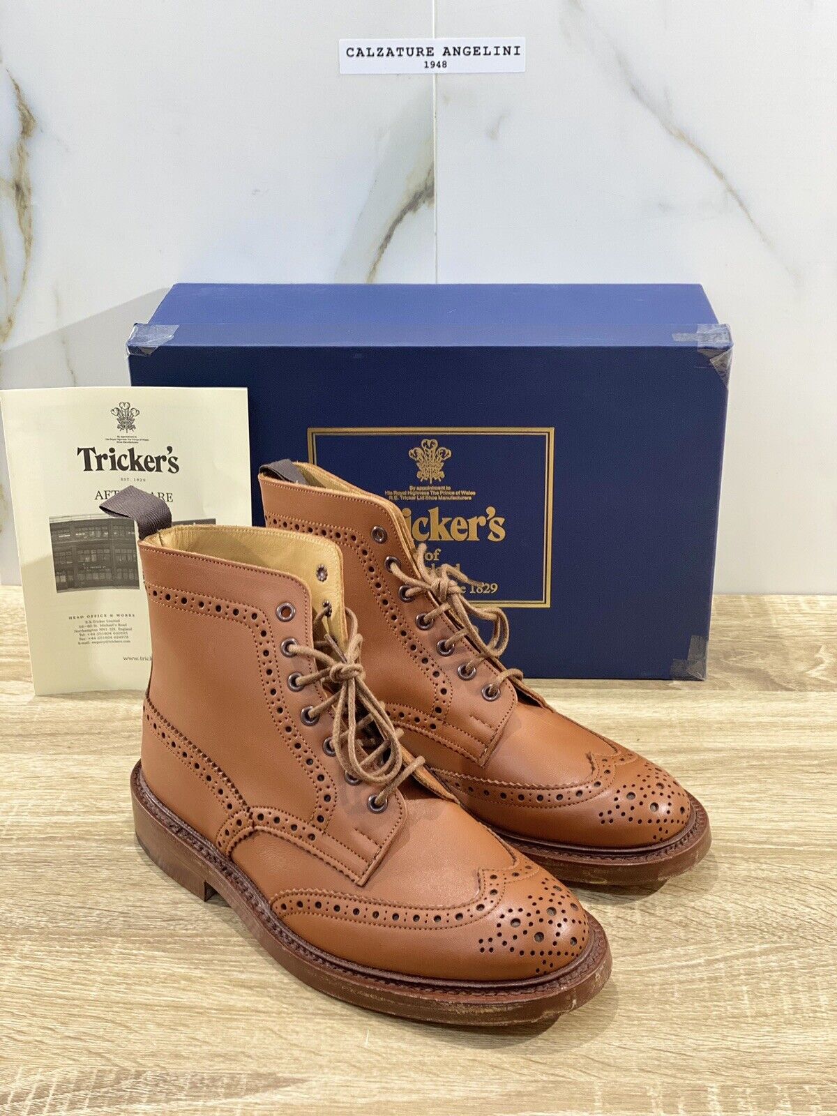 Tricker’s Stow Country boot fondo cuoio  pelle c shade tan luxury boot 7.5