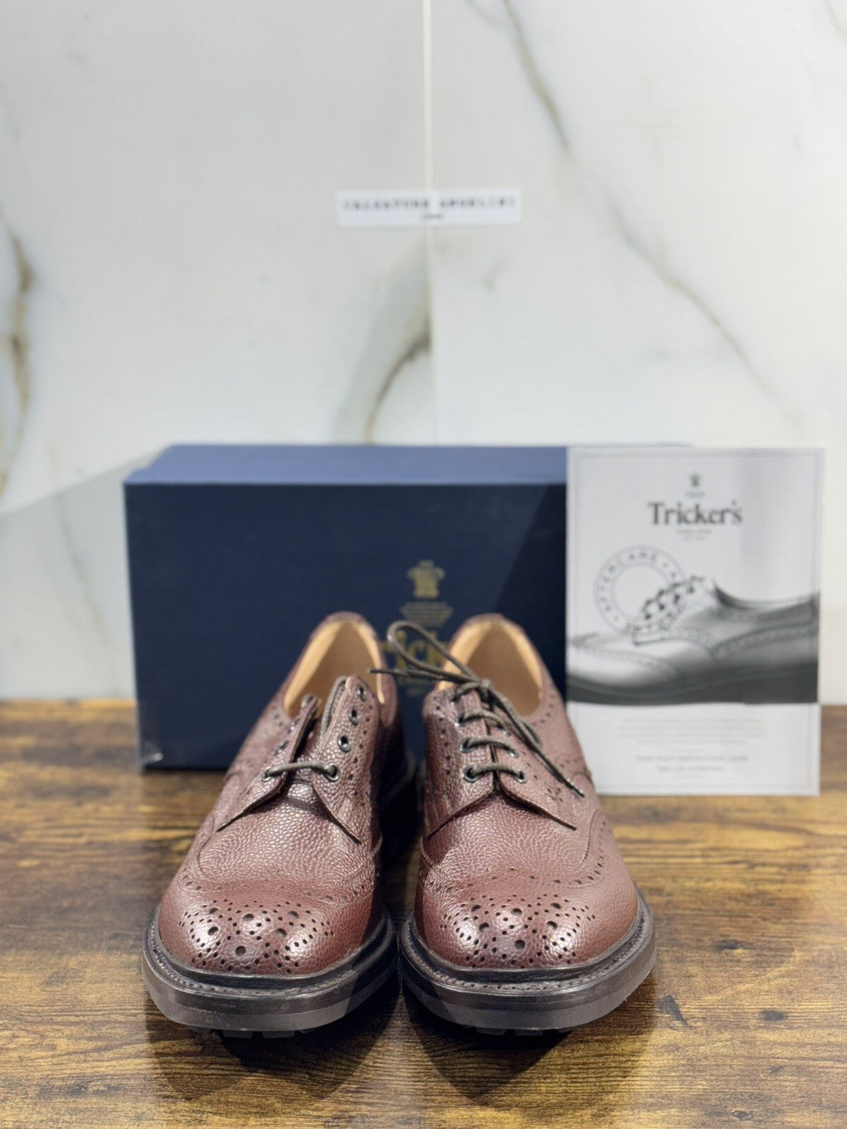 Tricker’s Scarpa Uomo Ilkley Brogue Marrone Goodyear Commando 41.5