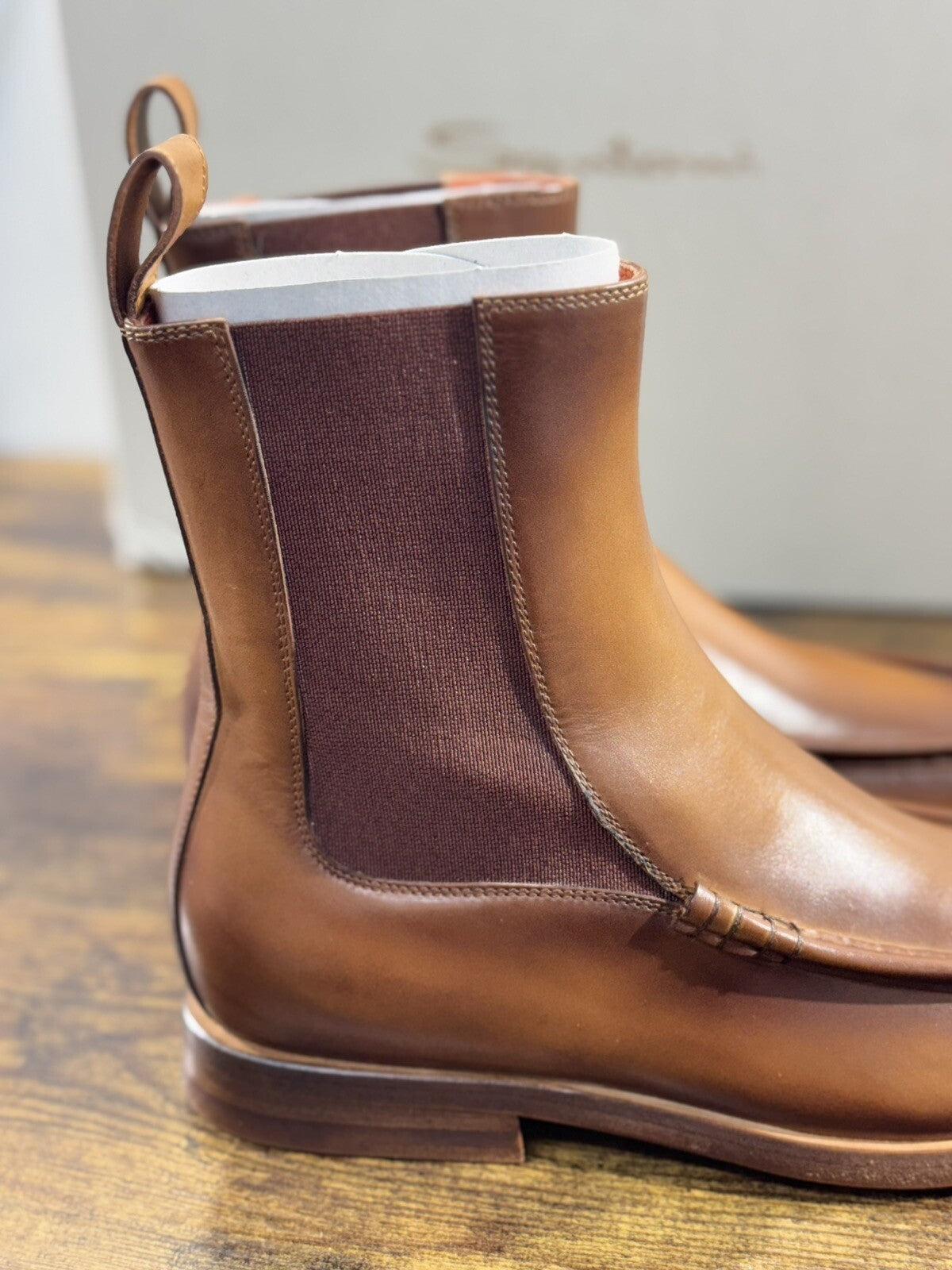 Santoni Chelsea Boot Donna Pelle Marrone Anticata Luxury Woman Boot Santoni 40.5
