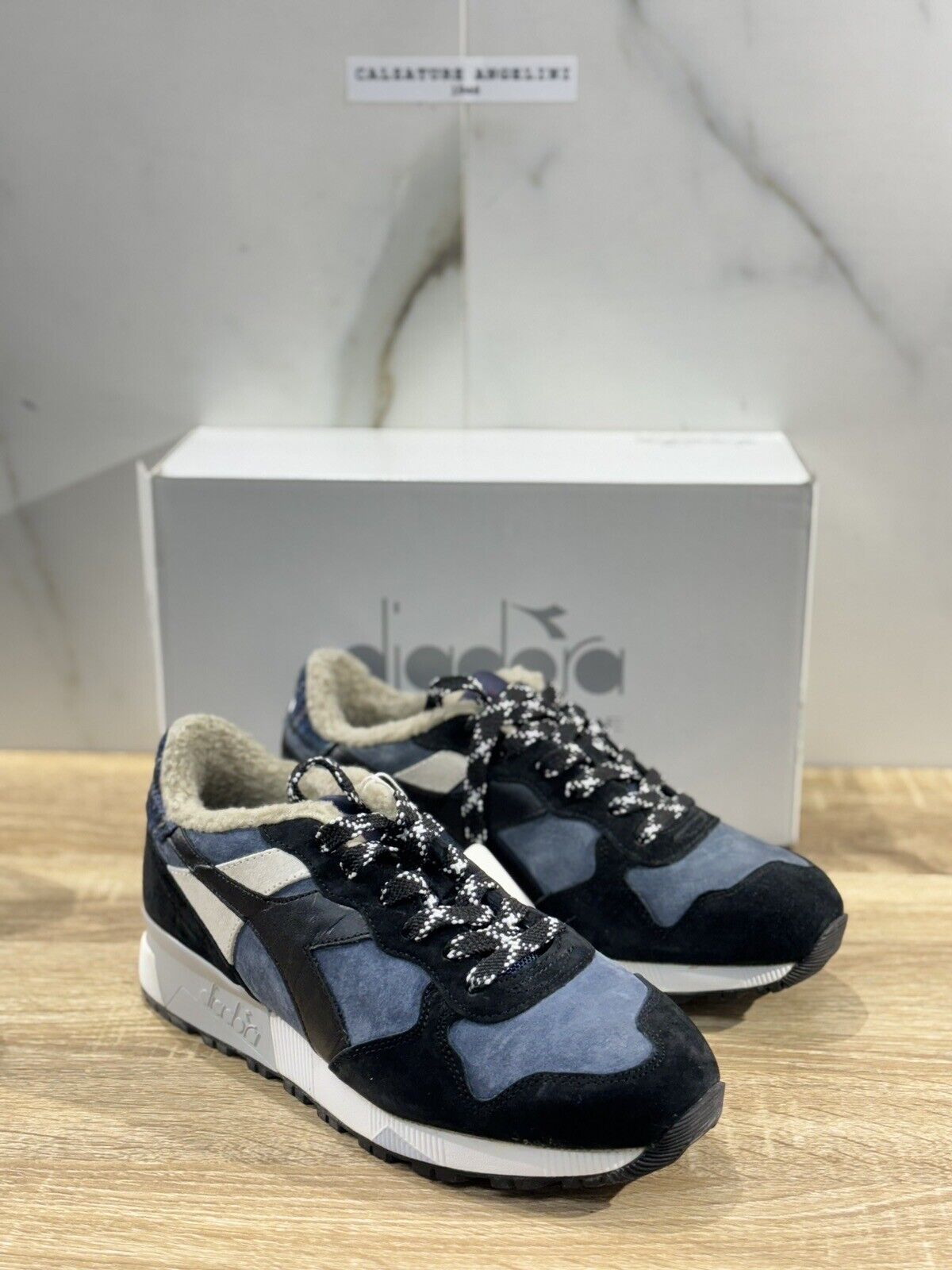 Diadora Heritage Sneaker Uomo Trident 90 Check Suede Blu  Casual Sneaker 43