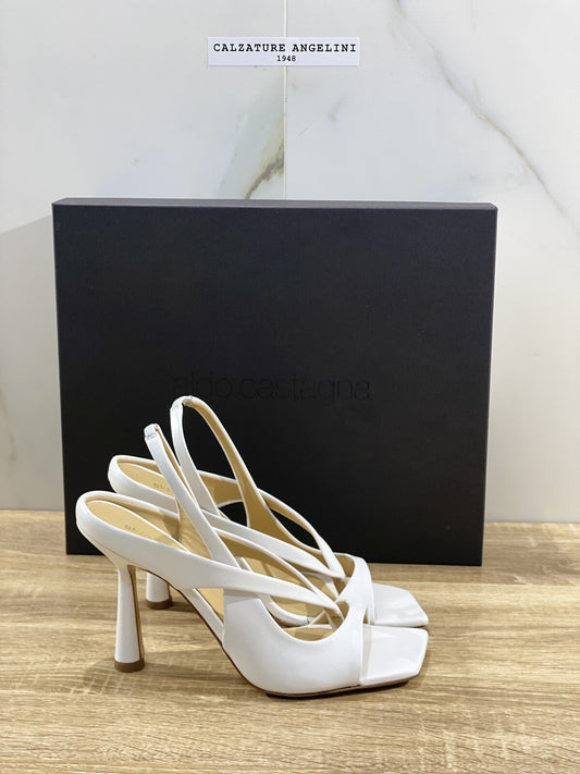 Aldo Castagna Sandalo Donna Lea In Pelle Bianco Con Tacco Luxury Sandal 40