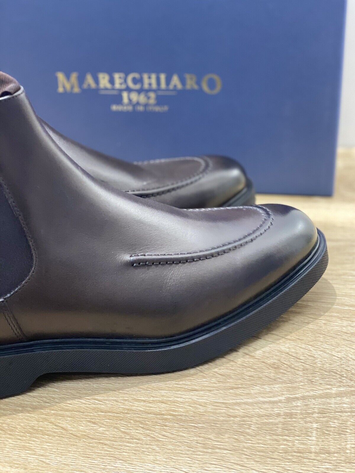 Marechiaro 1962 chelsea boot uomo marrone pelle fondo gomma casual shoes 44