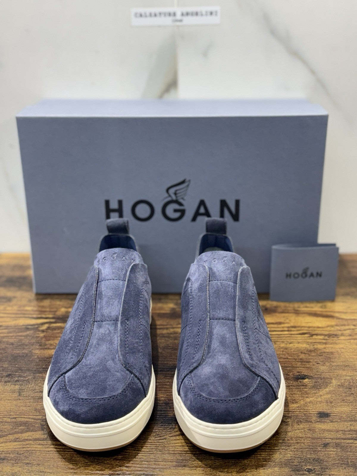 Hogan H668 sneaker Slip On  Pelle Blu   memory foam Luxury HoganShoes Uomo 40.5