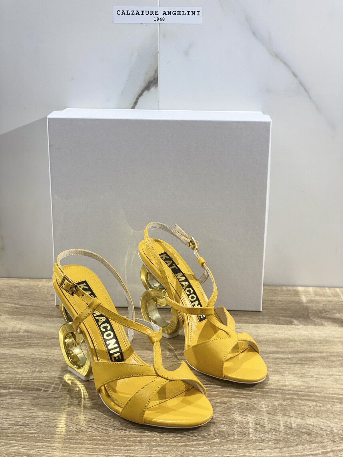 Kat Maconie Sandalo Donna Relie In Pelle Giallo Kat Maconie Heel Gold 37