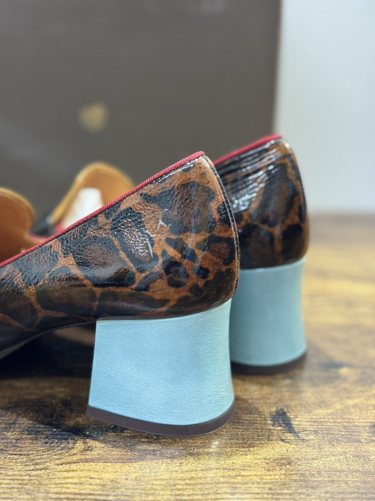 Chie Mihara Mocassino Meisin Pelle Nero Leopard  Con Tacco Donna 38