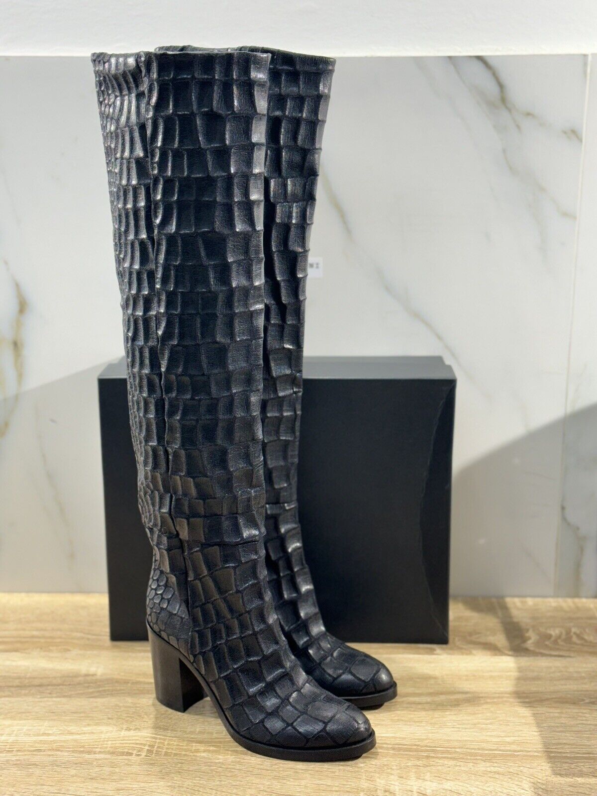 Strategia Stivale Donna Pelle Nero Con Tacco Luxury Strategia Boot Woman 37.5