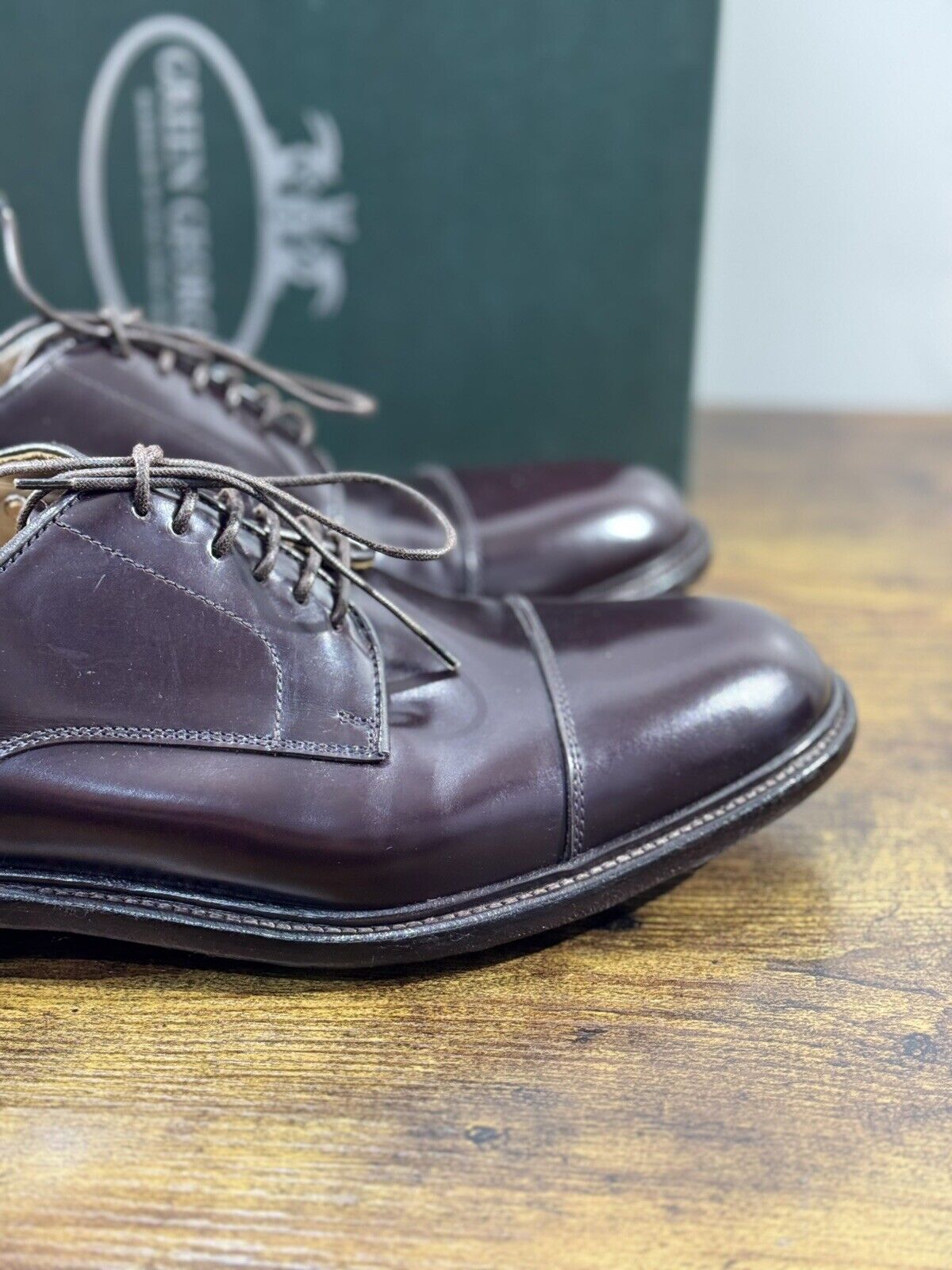 Green George derby Marrone  in pelle polished luxury men  Doppio Cuoio 42.5