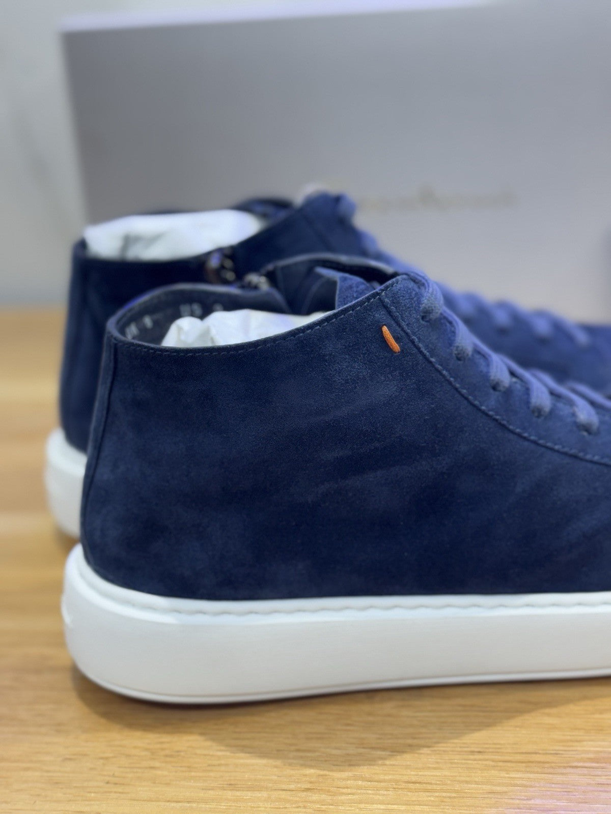 Santoni Icon  High Sneaker Pelle   Suede Blu  Luxury Santoni Scarpa Uomo 42