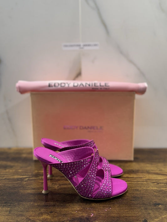 Eddy Daniele Sandalo Magenta   Real Swarovski Con Tacco Donna 37.5