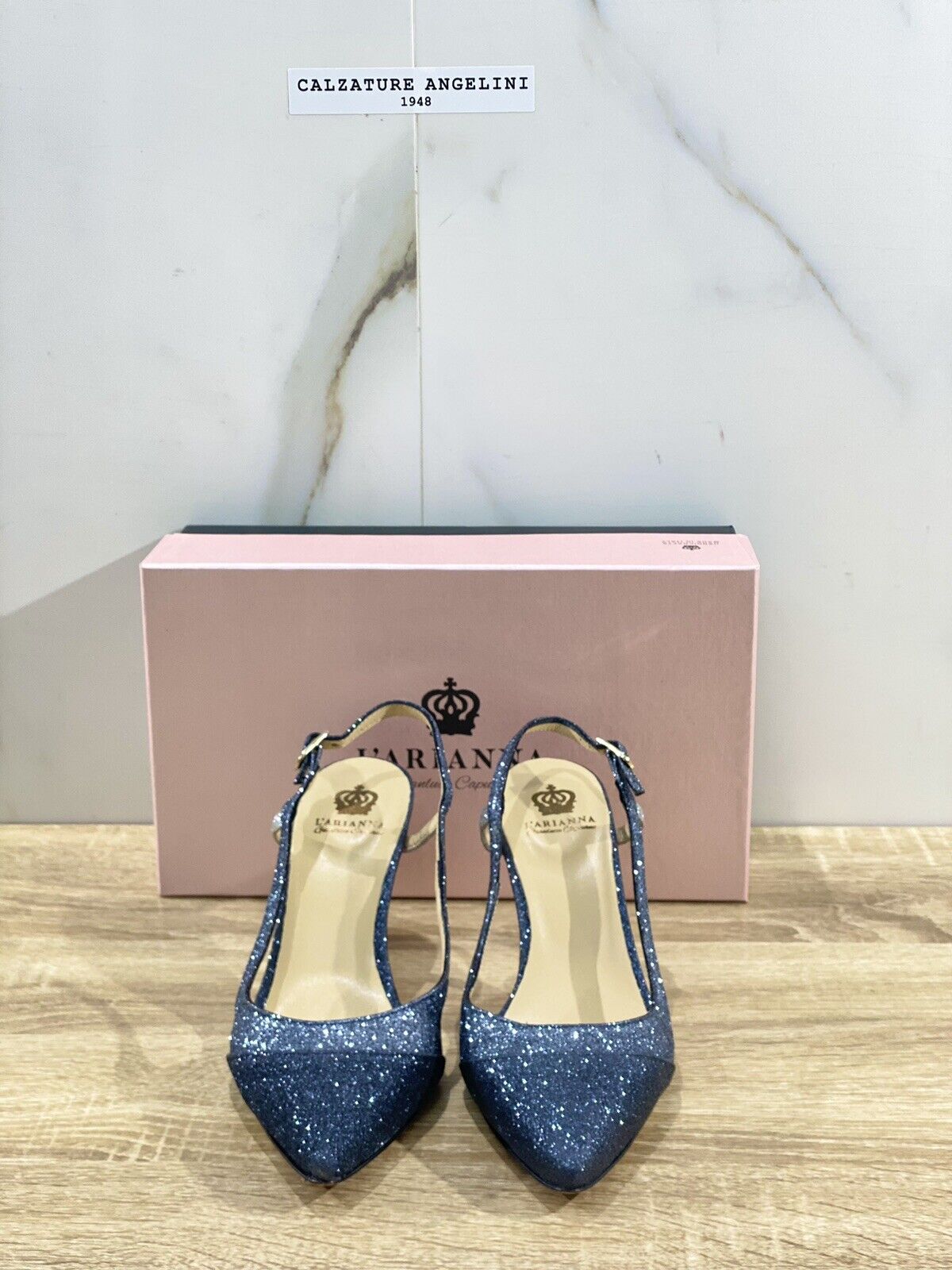 L’ARIANNA Sling Back Donna Luxury Blu Con Tacco 37