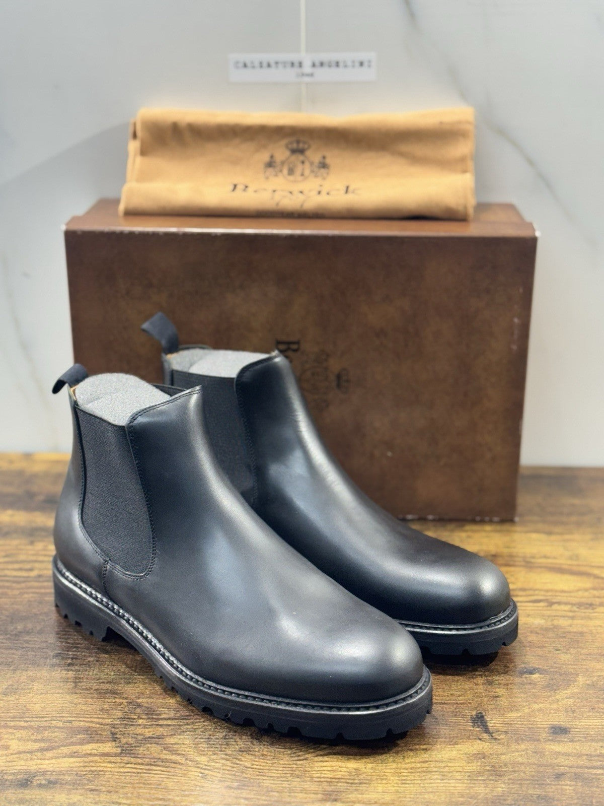 Berwick 1707 Chelsea Boot Uomo Pelle Nero   Fondo Extra light  Uomo 43