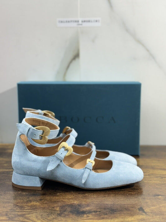 A.Bocca Two For Love Mocassino Donna Suede   Cielo    Tacco Luxury Handmade 39