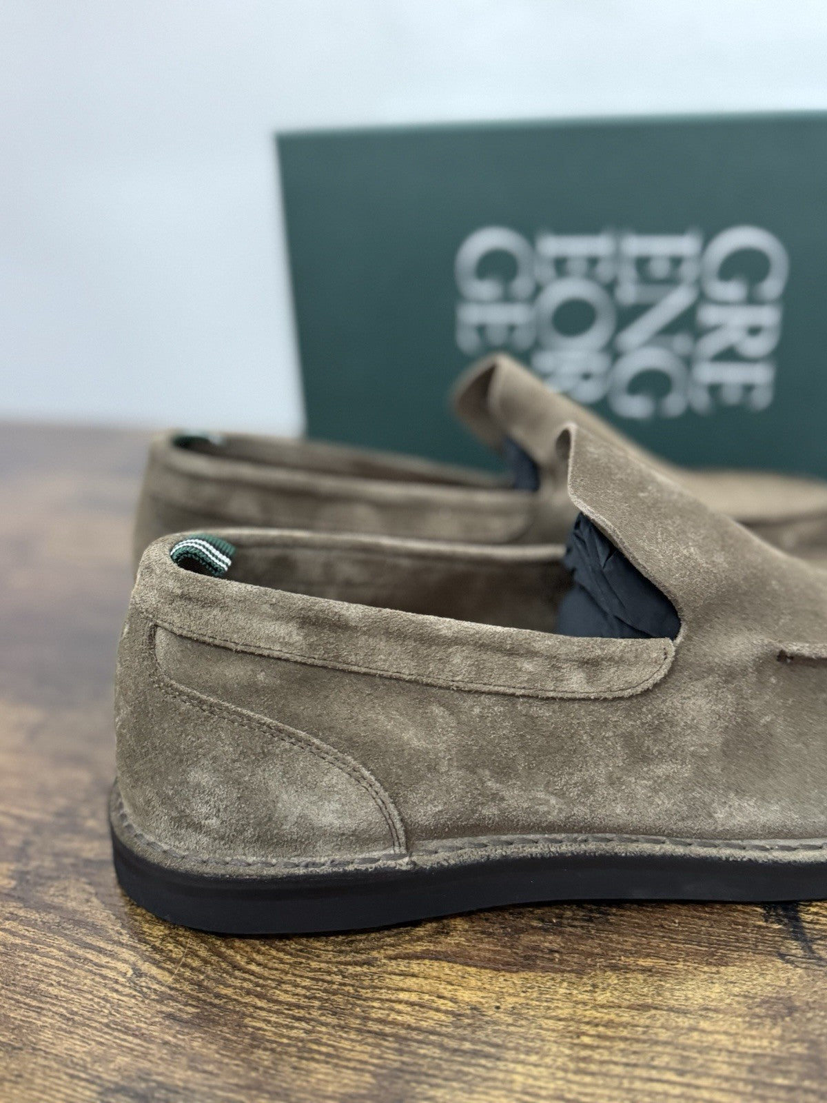 Green George Mocassino Summer Walk  Suede Tortora  Handmade In Italy Uomo 45