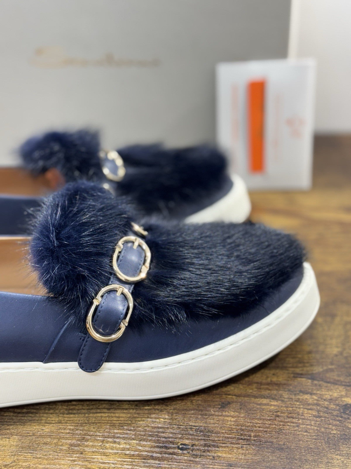 Santoni Sneaker Pelle Blu Visone   Luxury Scarpe Santoni Donna 40.5