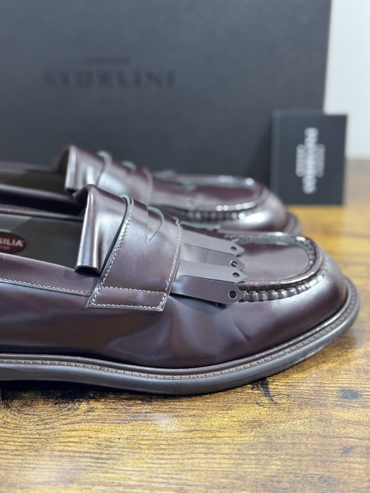 Sturlini Firenze Mocassino  Uomo Pelle Bordo’  Craftmanship Men Handmade 42.5