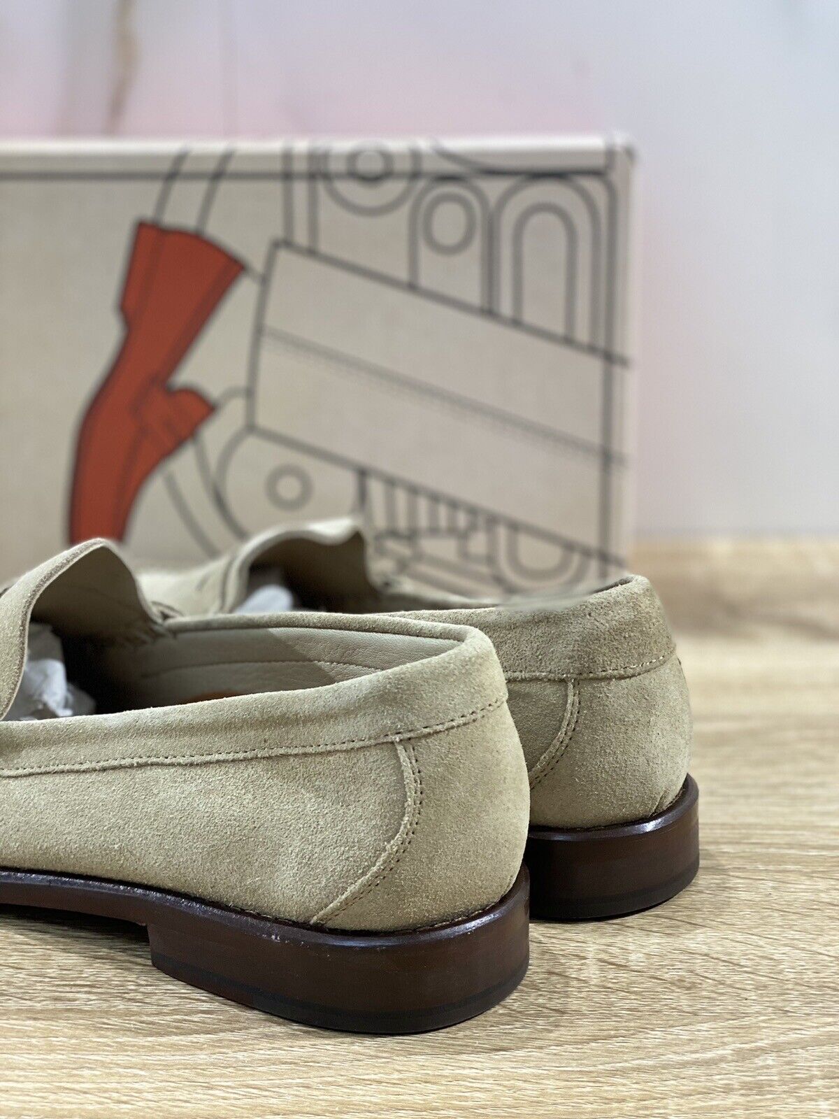 Il Mocassino Uomo In Suede Sand Fondo Cuoio College  Luxury Made In Italy 40.5