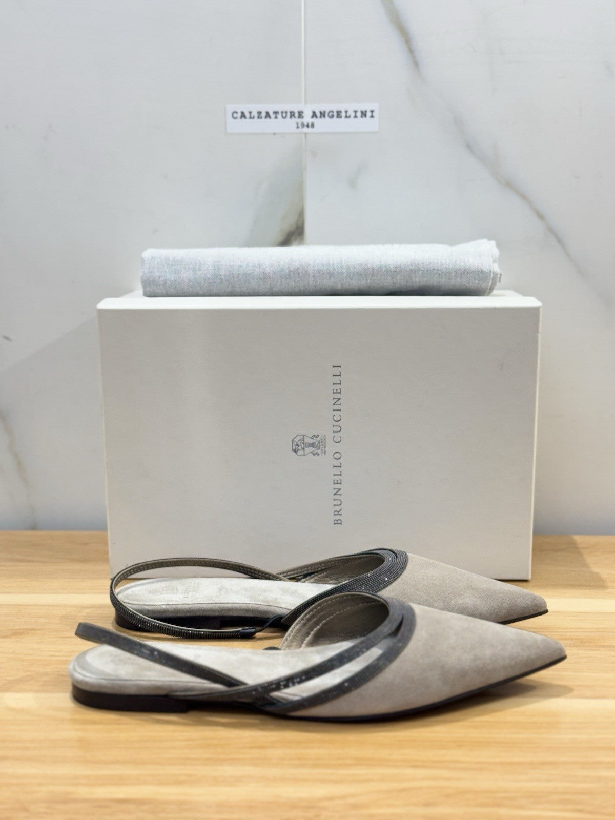 Brunello Cucinelli Sling Back Suede Grey Luxury Cucinelli Scarpa Donna 39
