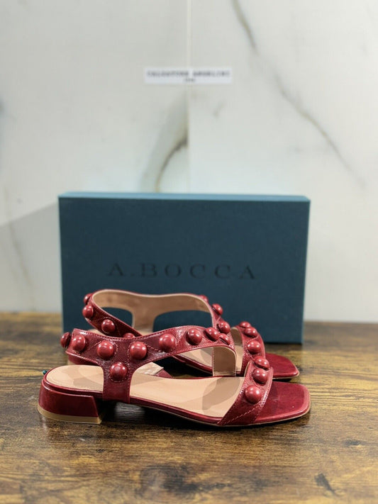 A.Bocca Sandalo Donna  Pelle Rosso      Luxury Woman Sandal A.Bocca 41