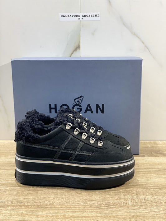 Hogan H449 sneaker Donna maxy zeppa extra light Nero pelle 36