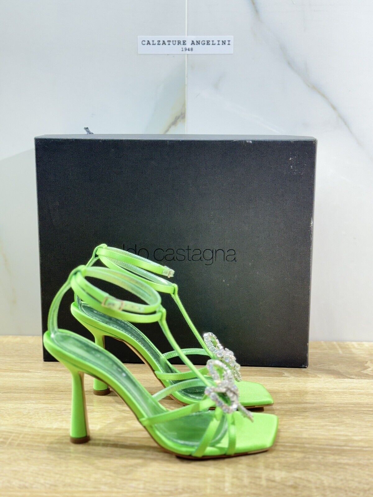 Aldo Castagna Sandalo Donna Avideh In Raso Verde  ’ Con Tacco Luxury Sandal 36