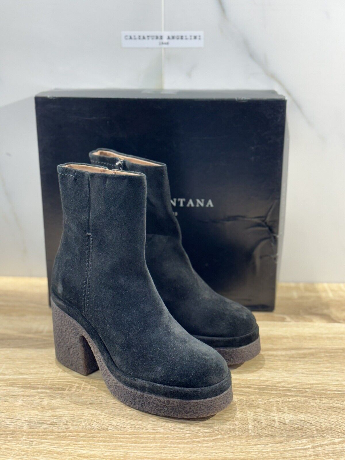 Pons Quintana Stivaletto Donna Esther Suede Nero Con Tacco Luxury Boot 39