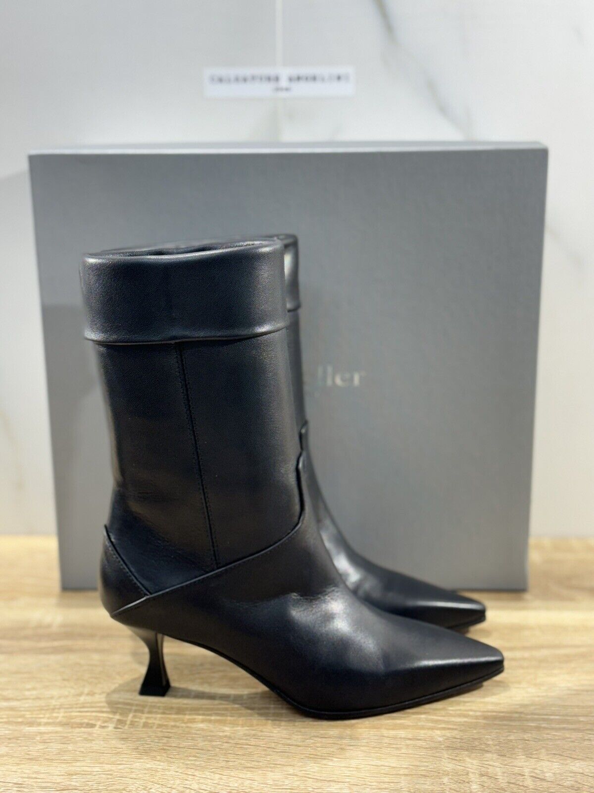 The Seller Stivaletto Donna Pelle Nero Con Tacco  Handmade 36